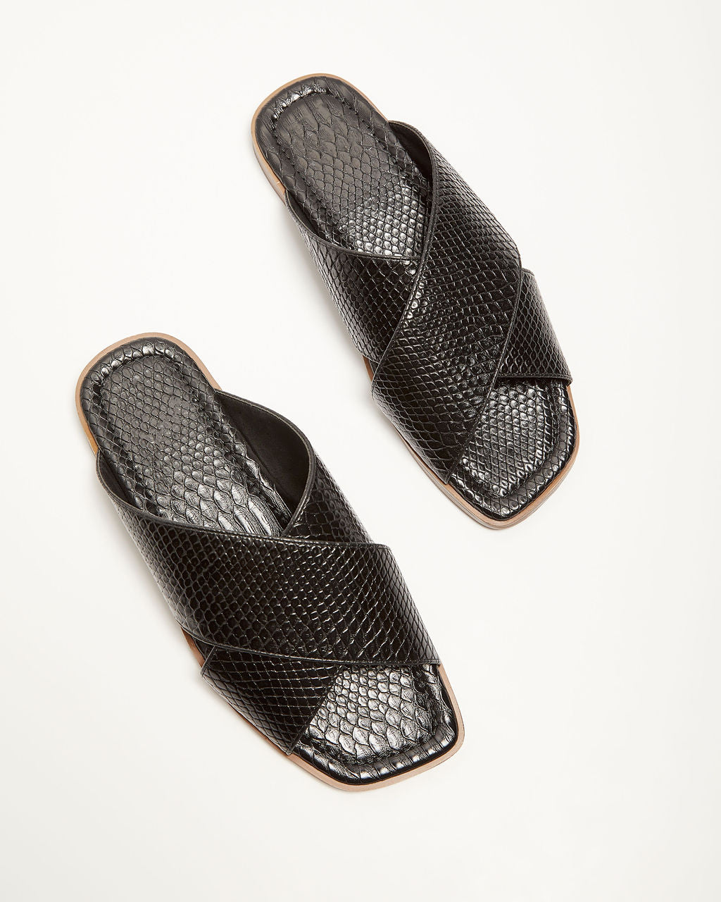 Olivia-Avena Croc Embossed Slide Sandals