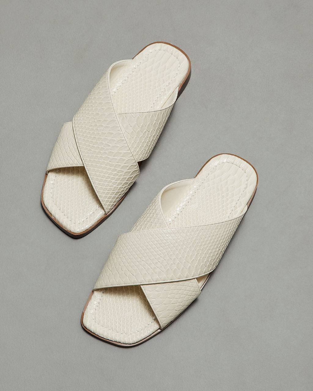 Olivia-Avena Croc Embossed Slide Sandals