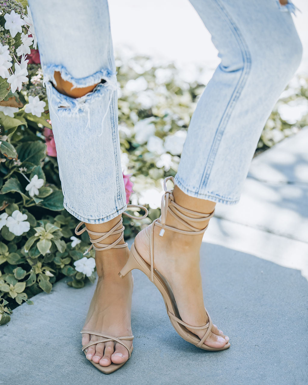 Olivia-Bella Faux Leather Strappy Kitten Heel