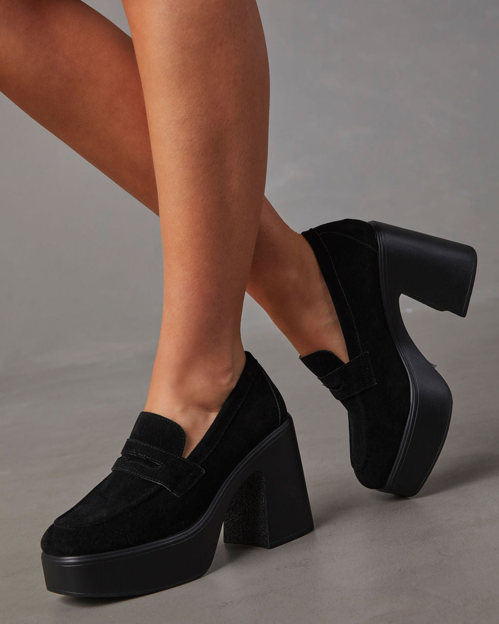 Olivia-Sergio Suede Platform Heeled Loafers